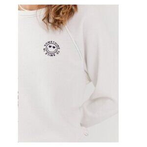 Something Navy Something to Smile In Sweatshirt White Size XS